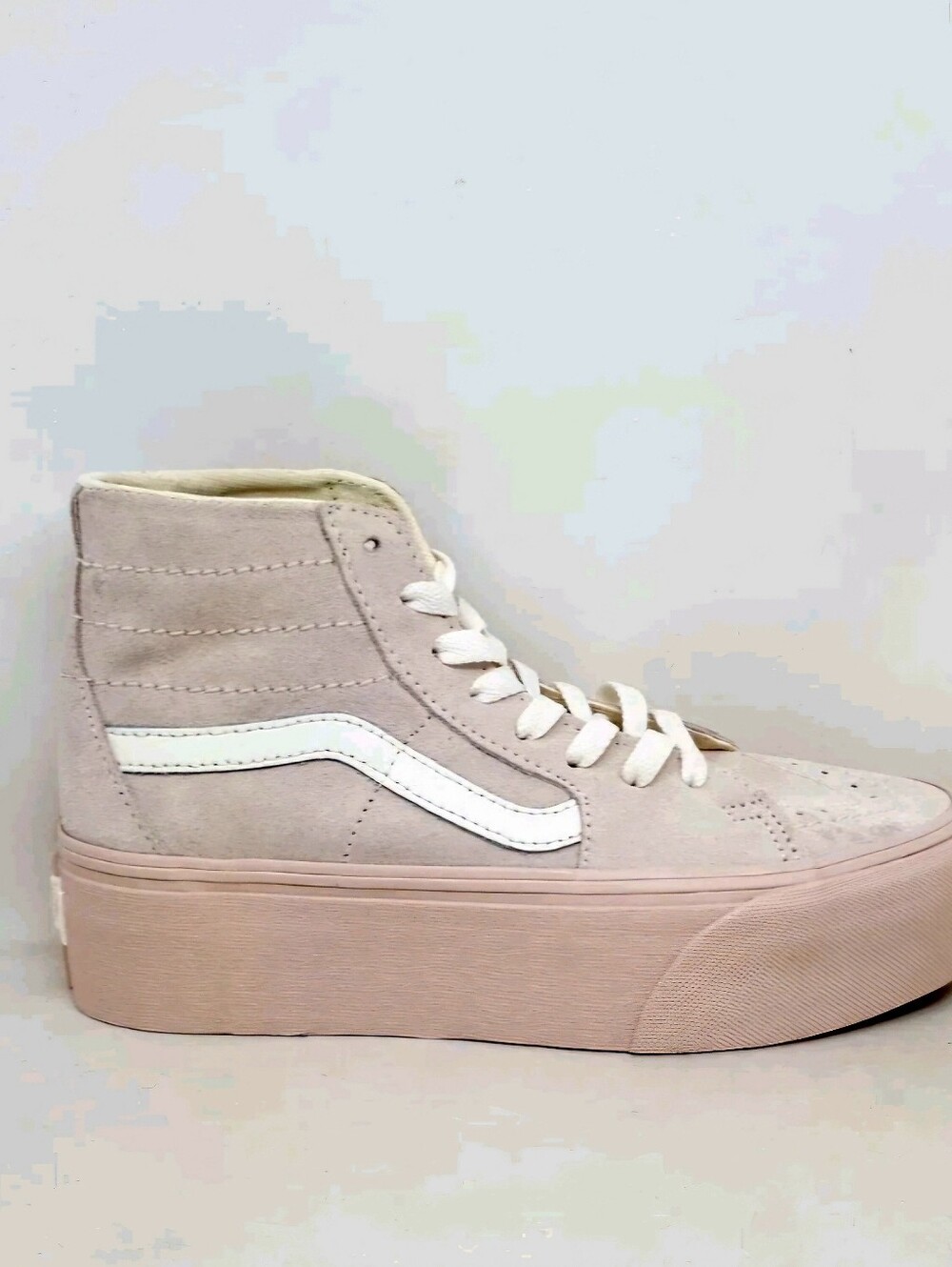 Vans Sk8-Hi Tapered Stackform shoes, Suede Shell or  Egret Beige / Pink colorway - Picture 12 of 12
